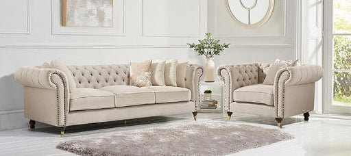 Chester buttoned Sofa Range in Linen Ivory - Couchek