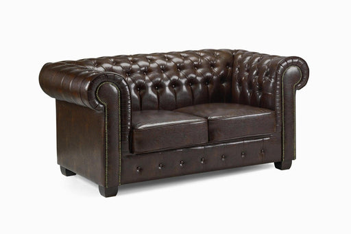 Chesterfield Leather 2 Seater - Antique Brown - Couchek