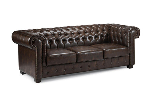 Chesterfield Leather 3 Seater - Antique Brown - Couchek