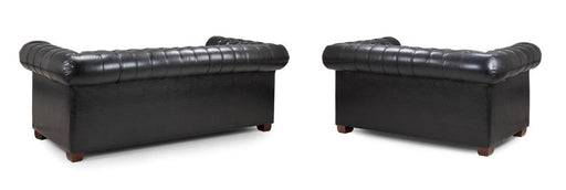 Chesterfield Leather Sofa Set - Black - Couchek